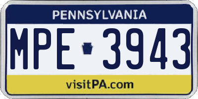 PA license plate MPE3943