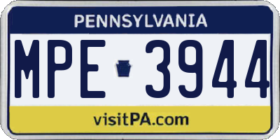 PA license plate MPE3944