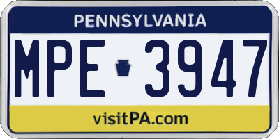PA license plate MPE3947