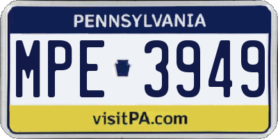 PA license plate MPE3949