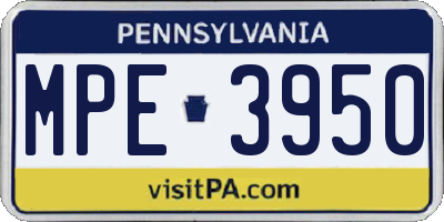 PA license plate MPE3950