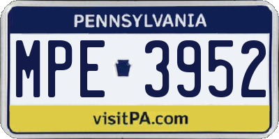 PA license plate MPE3952
