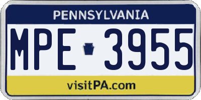 PA license plate MPE3955