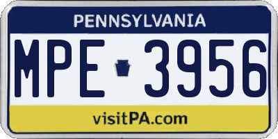PA license plate MPE3956