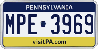 PA license plate MPE3969