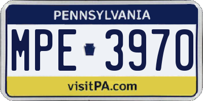 PA license plate MPE3970