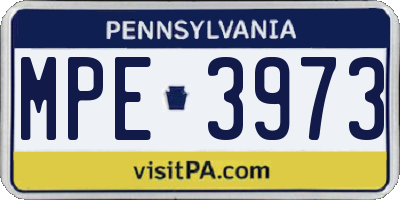 PA license plate MPE3973