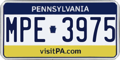 PA license plate MPE3975