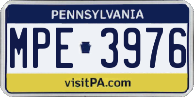 PA license plate MPE3976