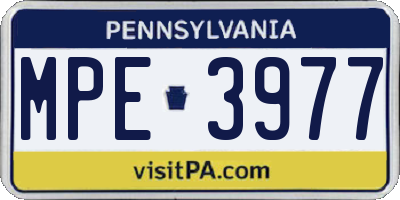 PA license plate MPE3977