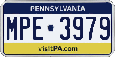 PA license plate MPE3979