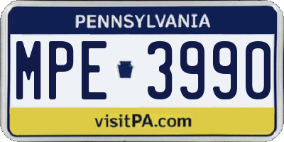PA license plate MPE3990