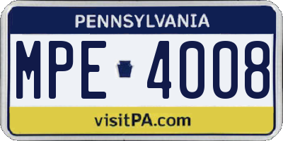 PA license plate MPE4008
