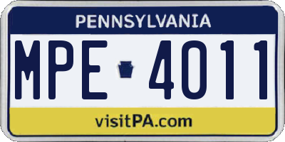 PA license plate MPE4011