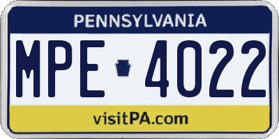 PA license plate MPE4022