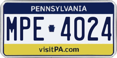 PA license plate MPE4024