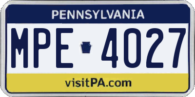 PA license plate MPE4027