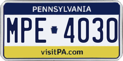 PA license plate MPE4030