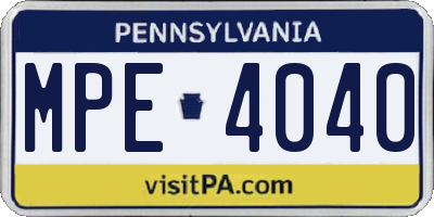 PA license plate MPE4040