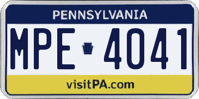 PA license plate MPE4041