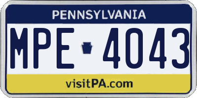 PA license plate MPE4043