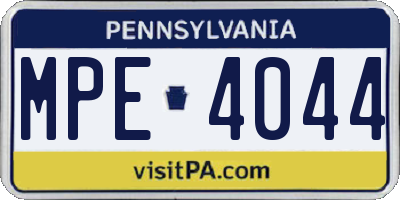 PA license plate MPE4044