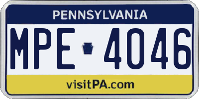 PA license plate MPE4046