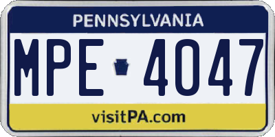 PA license plate MPE4047