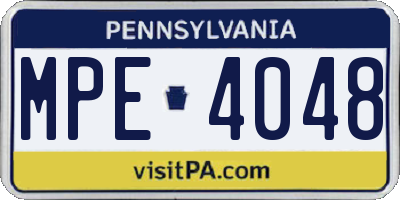 PA license plate MPE4048