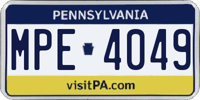 PA license plate MPE4049