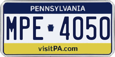 PA license plate MPE4050