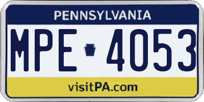 PA license plate MPE4053