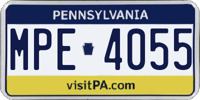 PA license plate MPE4055