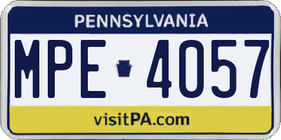 PA license plate MPE4057