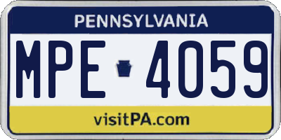 PA license plate MPE4059