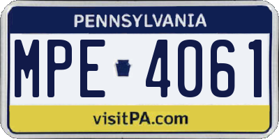 PA license plate MPE4061