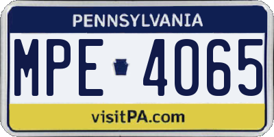 PA license plate MPE4065