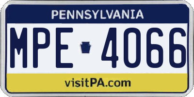 PA license plate MPE4066