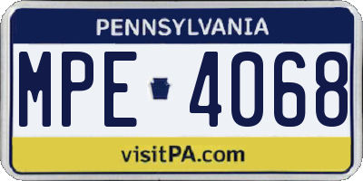PA license plate MPE4068