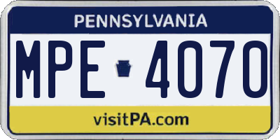PA license plate MPE4070