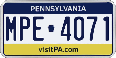 PA license plate MPE4071