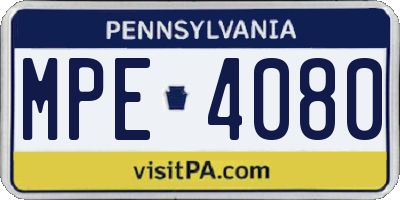 PA license plate MPE4080