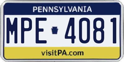 PA license plate MPE4081