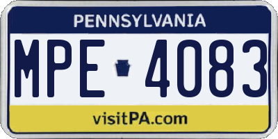 PA license plate MPE4083
