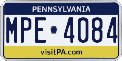 PA license plate MPE4084