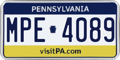 PA license plate MPE4089