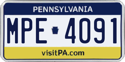 PA license plate MPE4091