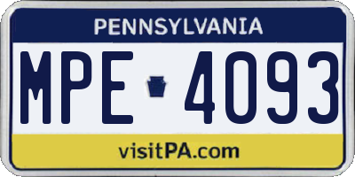PA license plate MPE4093