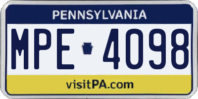 PA license plate MPE4098