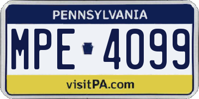 PA license plate MPE4099
